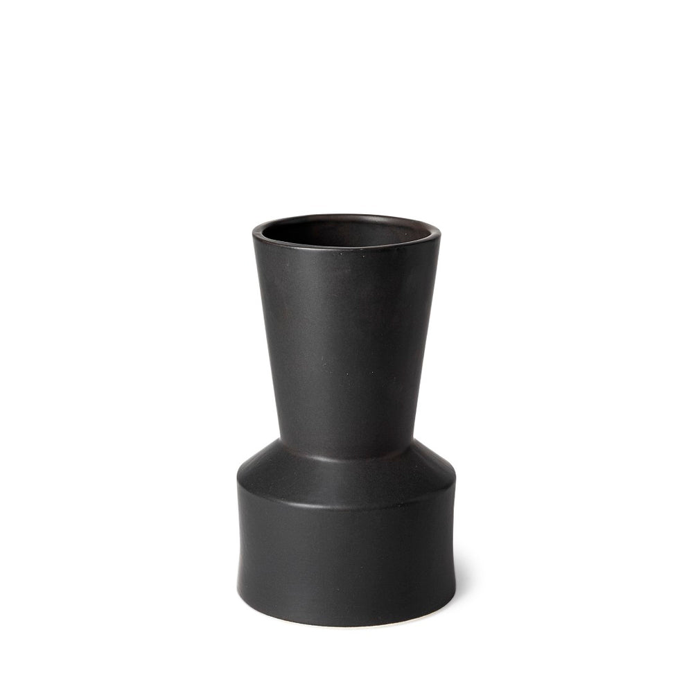 Mercana Laforge Sculptural Matte Black Vase – Modern Accent for Home Decor, Perfect for Any Interior Style Black Ceramic | 9H 68631