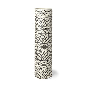 Mercana Uhura I Stylish Geometric Patterned Vase for Modern Interiors – Perfect for Florals or Decor Cream/Black Ceramic | 17H 68624