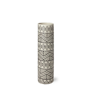 Mercana Uhura I Stylish Geometric Patterned Vase for Modern Interiors – Perfect for Florals or Decor Cream/Black Ceramic | 14H 68623