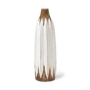 Mercana Sisko Rustic Elegance Sculptural Ceramic Vase with Intricate Spindle Design for Stylish Décor Brown/White Ceramic | 18H 68614