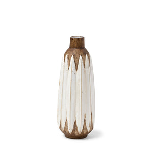 Mercana Sisko Rustic Elegance Sculptural Ceramic Vase with Intricate Spindle Design for Stylish Décor Brown/White Ceramic | 14H 68613