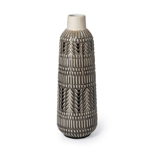 Mercana Riker Sculptural Ceramic Vase with Geometric Glaze – Perfect for Modern and Boho Decor Styles 68612