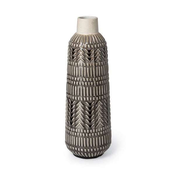 Mercana Riker Sculptural Ceramic Vase with Geometric Glaze – Perfect for Modern and Boho Decor Styles 68612