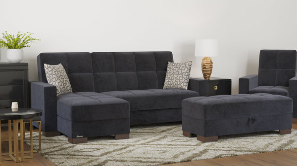 English Elm PrimeNest NimbusFlow Ottoman with Storage and Chenille Upholstery, Click-Clack Convertible Comfort Black B030P280974