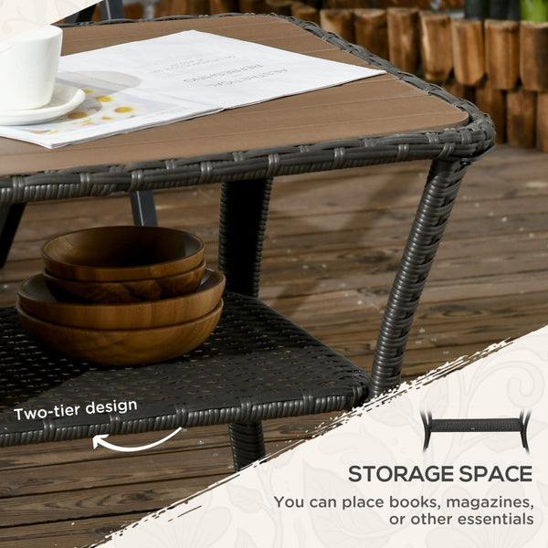 English Elm Outsunny Hand-Woven Rattan Coffee Table With Storage Shelf – Stylish, Weather-Resistant Outdoor Table W2225P174031-GIGA