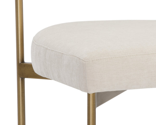 Sunpan Seneca Dining Chair Set of 2 - Modern Open Back Design with Stylish Steel Frame for Contemporary Homes Antique Brass / Danny Ivory