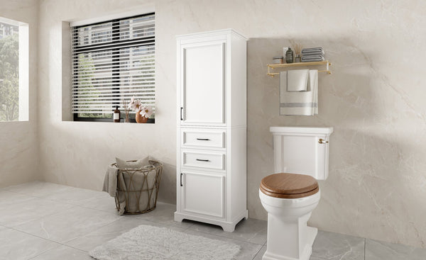 English Elm 71-inch Freestanding Bathroom Vanity with Soft-Close Doors, Adjustable Shelves, Drawers & Anti-Tip Stability N729P335588K