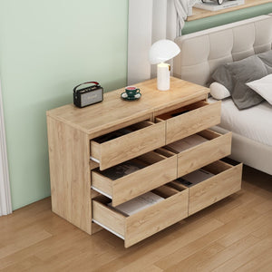 English Elm 19.7-inch Matte Finish 3 Drawer Nightstand Set of 2 Handle Free Modern Bedroom Storage Natural W3151S00077