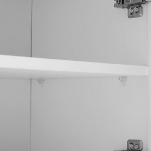 English Elm ON-TREND Modern Luxury Hall Tree with Cushioned Bench, Fluted Doors, 8 Gold Hooks & Adjustable Shelf White N721P192814K