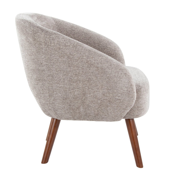 English Elm Ashland Grey Fabric Lounge Chair with Walnut Legs — Contemporary Padded Accent Seat, 250 lb Limit B202P223830