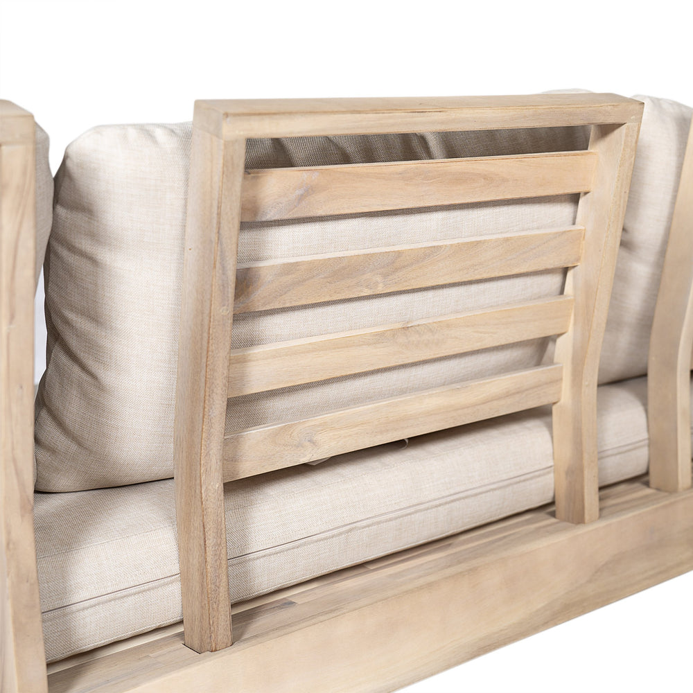 English Elm Christopher Knight Home® - Topia Acacia 3 Seater Sofa - Light White Finish, Sand Water-Repellent Cushions, 800 lb Capacity N773P328918S