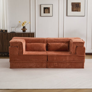 English Elm Compression Mahjong Sofa - Versatile Modular Floor Sofa Bed In Orange, Plush Memory Foam Comfort W3723P377144