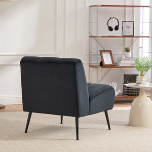 English Elm 24.4" Wide Armless Velvet Accent Chair With Black Metal Legs For Stylish Living Room & Office Use W3098P308779