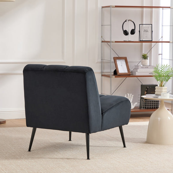 English Elm 24.4" Wide Armless Velvet Accent Chair With Black Metal Legs For Stylish Living Room & Office Use W3098P308779