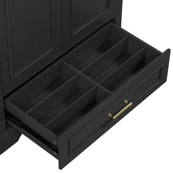 English Elm 30" Freestanding Bathroom Vanity Matte Black Solid Wood Ceramic Sink Soft Close N729P321376B