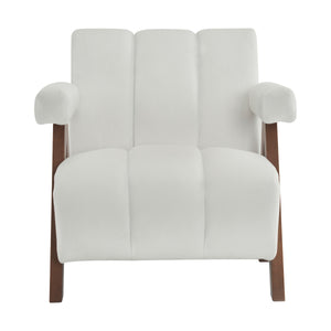 English Elm Christopher Knight Home® - Mid Century Modern Barrel Chair with Solid Wood Frame, Plush Tufted Velvet Ivory Seat, Cozy 28.5" Wide Lounge N765P197467W