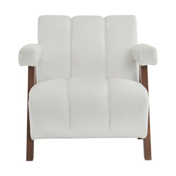 English Elm Christopher Knight Home® - Mid Century Modern Barrel Chair with Solid Wood Frame, Plush Tufted Velvet Ivory Seat, Cozy 28.5" Wide Lounge N765P197467W