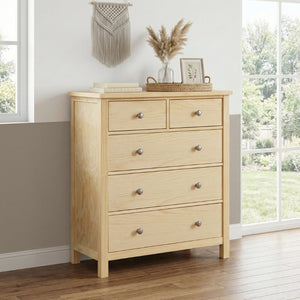 English Elm 5-drawers Pine Veneer Chest with Chrome Knobs Vertical Bedroom Storage Organizer B011P473069