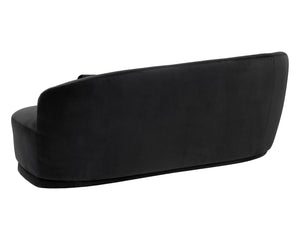 Sunpan Soraya Sofa - Curved Elegance for Modern Living Rooms with Stylish Wooden Frame and Cozy Pillows Shadow Grey