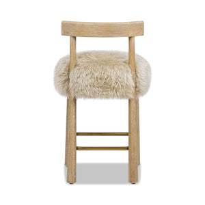 English Elm Jennifer Taylor Home - Arden 27.5" Genuine Fur Counter Height Bar Stool Natural Blonde - Sheepskin, Wood, Brass Footrest B2719P321040