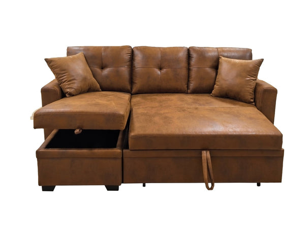 English Elm Sleeper Sectional with Pull Out Bed Storage Chaise Tufted L Shaped Living Room Sofa W5568S00006