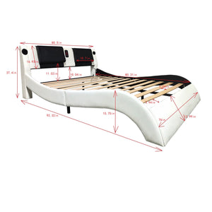 English Elm Faux Leather Platform Bed Frame With Massage, Bluetooth Speakers & Led Lighting For Ultimate Relaxation W1360S00009