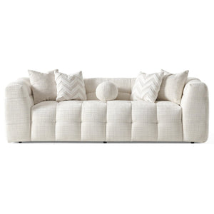 English Elm Melissa Channel Tufted Vegan Leather Sofa with Walnut Legs for Modern Living Rooms B183P423273