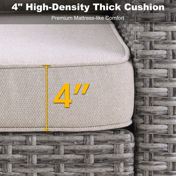 English Elm 73.2" Outdoor Handwoven Rattan 3 Seat Sofa with Olefin Cushions for Porch or Patio Beige T3773P418279