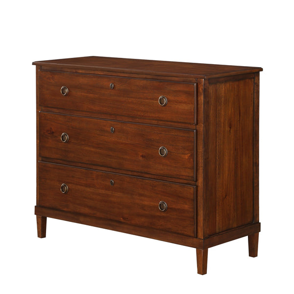 English Elm Chamberlin Traditional Brown 3-Drawer Dresser with Antique Bronze Rings, Full-Extension Glides, 46.75" L B050P376939