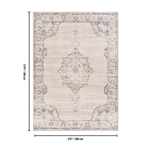 English Elm Majestic Medallion Area Rug Stain Resistant Polyester Pile for Large Living Spaces B186P428869