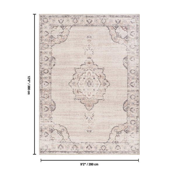 English Elm Majestic Medallion Area Rug Stain Resistant Polyester Pile for Large Living Spaces B186P428869