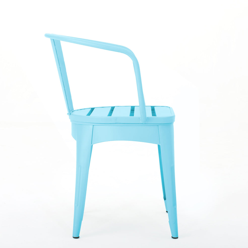 English Elm Christopher Knight Home® - COLMAR Matte Light Blue 3-Piece Metal Bistro Set — Powder-Coated Iron, Weather-Resistant, Stackable Chairs, Slatted Top/Table N773P278409B