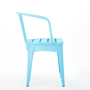 English Elm Christopher Knight Home® - COLMAR Matte Light Blue 3-Piece Metal Bistro Set — Powder-Coated Iron, Weather-Resistant, Stackable Chairs, Slatted Top/Table N773P278409B