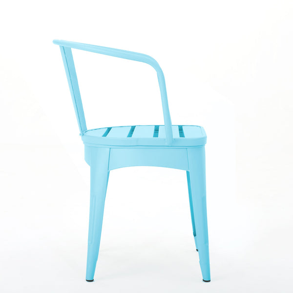 English Elm Christopher Knight Home® - COLMAR Matte Light Blue 3-Piece Metal Bistro Set — Powder-Coated Iron, Weather-Resistant, Stackable Chairs, Slatted Top/Table N773P278409B