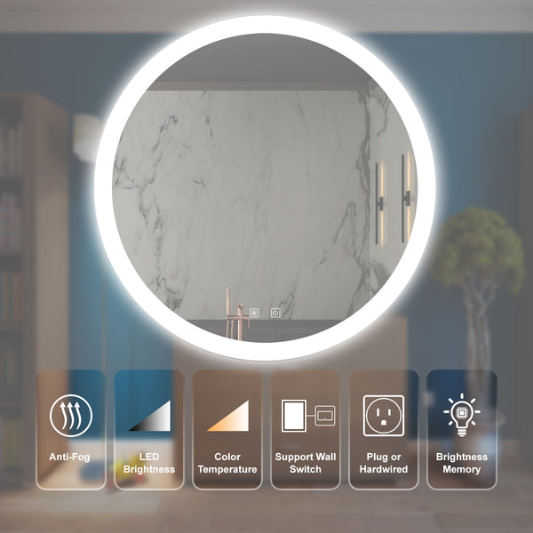 English Elm 24Inch Bathroom Led Vanity Mirror – Dimmable Touch Control, Anti-Fog, Cri 95, Waterproof Elegance W1992P211219