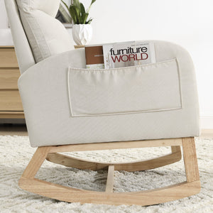 English Elm Welike 27.6"W Teddy Fleece High Back Rocking Chair with Side Pockets, Wooden Frame, 250lb Capacity W834P356485