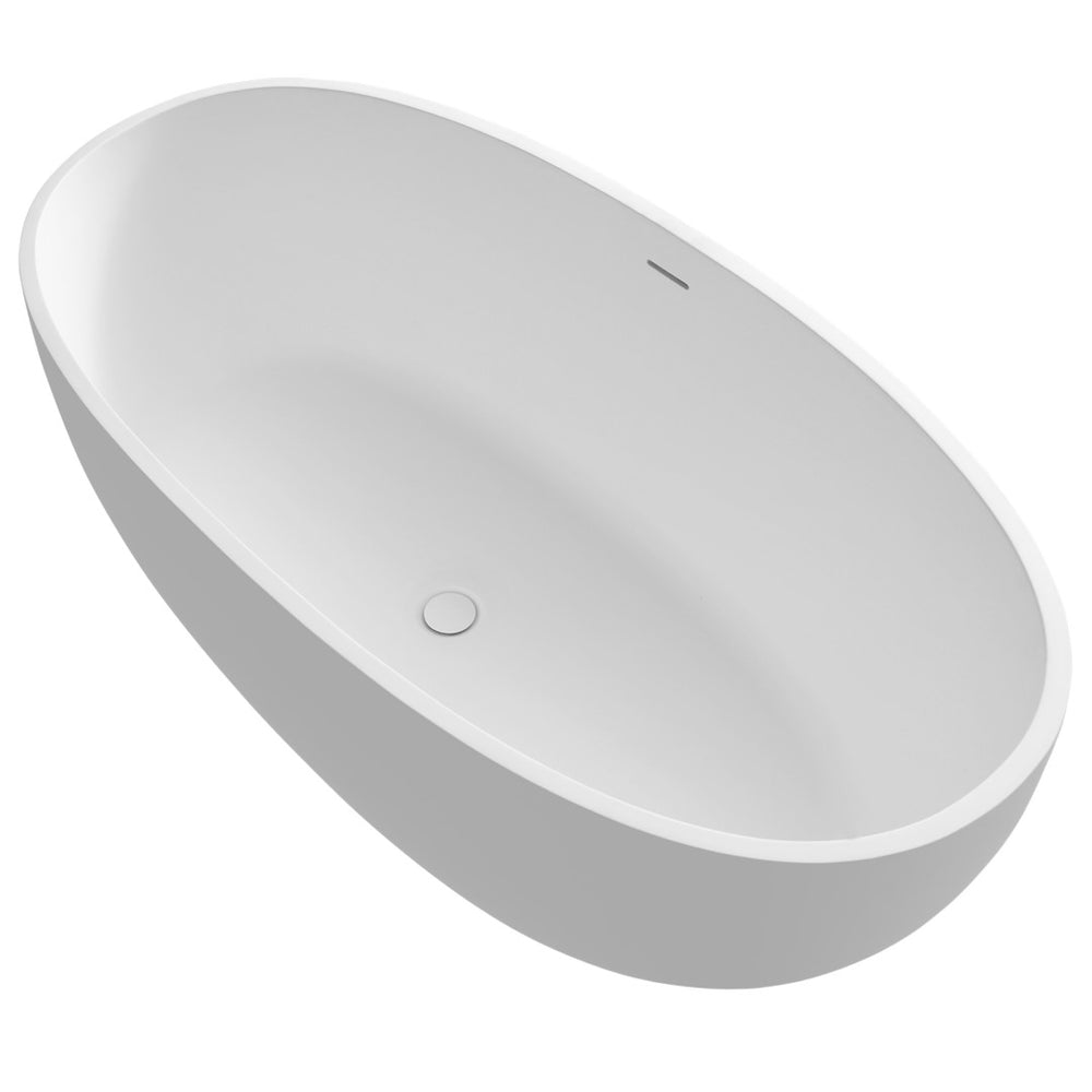 English Elm 71" Freestanding Stone Resin Soaking Tub Matte Spa Bath with Insulated Deep Basin T3785P353956