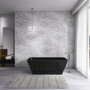 English Elm 67 Inch Stone Resin Freestanding Soaking Tub Matte White Spa Bath for Bathroom W1613P358125