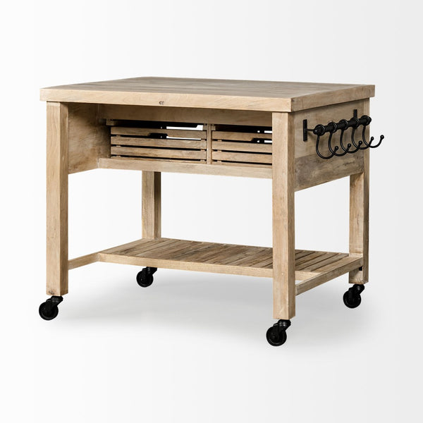 Mercana Columbia Kitchen Island with Black Iron Knobs - Stylish, Mobile, and Functional Storage Solution 67690