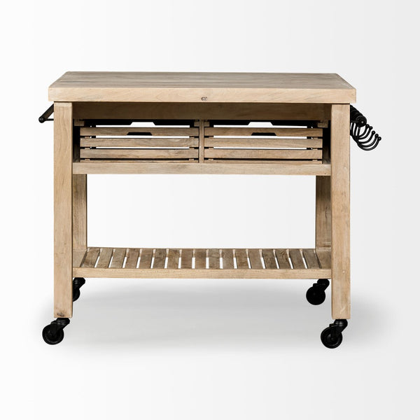 Mercana Columbia Kitchen Island with Black Iron Knobs - Stylish, Mobile, and Functional Storage Solution 67690