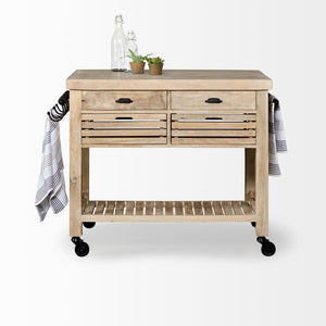 Mercana Columbia Kitchen Island with Black Iron Knobs - Stylish, Mobile, and Functional Storage Solution 67690
