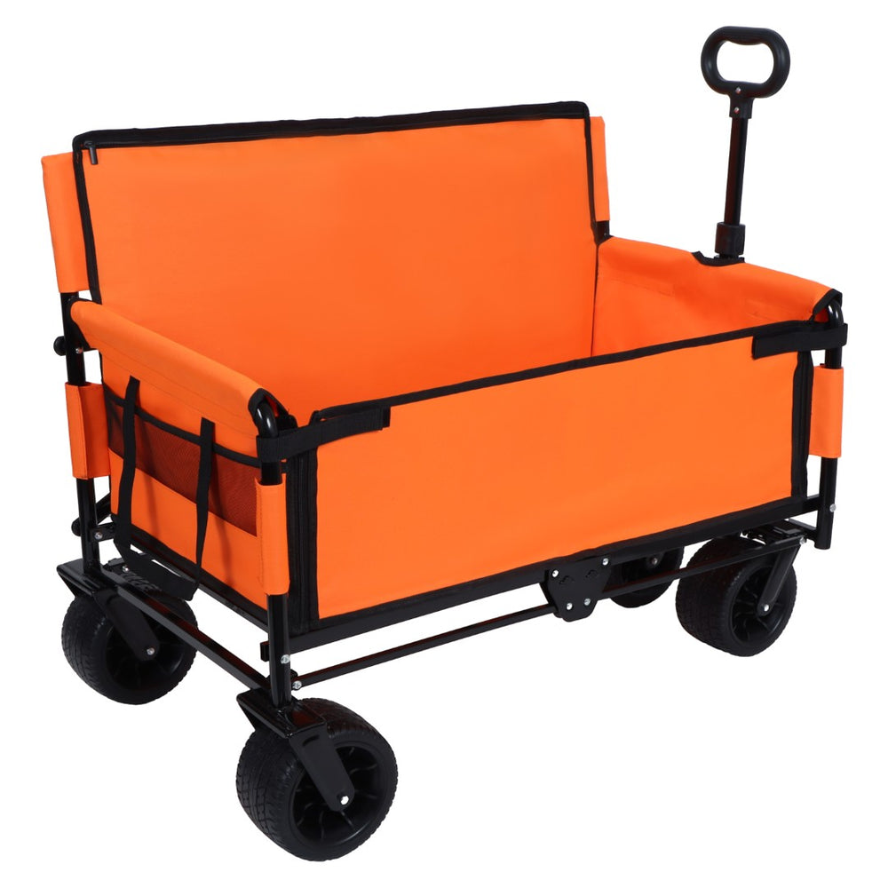English Elm 3-in-1 Convertible Folding Wagon with Bench Seat Steel Frame 500lb Capacity Orange W2932P283542