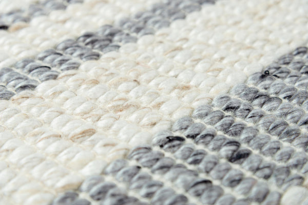 Alora Decor Sun Sun Gray And Ivory Striped Hand-Woven Rug With Reversible Weave, Wool-Poly Blend, Casual Charm 7'6" x 9'6" 00300310137337696