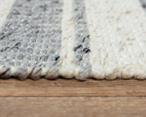 Alora Decor Sun Sun Gray And Ivory Striped Hand-Woven Rug With Reversible Weave, Wool-Poly Blend, Casual Charm 7'6" x 9'6" 00300310137337696