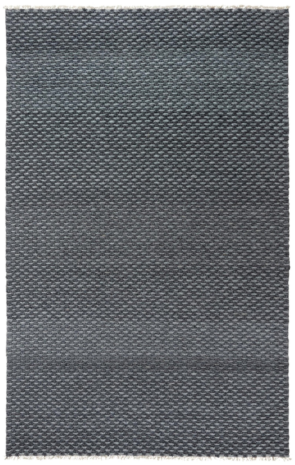 Alora Decor Sun Hand-Woven Gray Basketweave Rug With Wool-Poly Blend, Plush 0.6" Pile And Artisanal Fringe 7'6" x 9'6" 00300310200337696