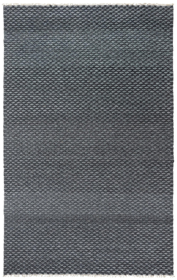 Alora Decor Sun Hand-Woven Gray Basketweave Rug With Wool-Poly Blend, Plush 0.6" Pile And Artisanal Fringe 7'6" x 9'6" 00300310200337696