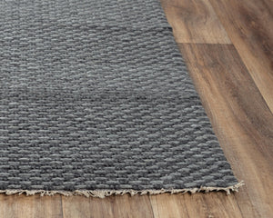 Alora Decor Sun Hand-Woven Gray Basketweave Rug With Wool-Poly Blend, Plush 0.6" Pile And Artisanal Fringe 7'6" x 9'6" 00300310200337696