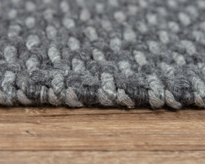 Alora Decor Sun Hand-Woven Gray Basketweave Rug With Wool-Poly Blend, Plush 0.6" Pile And Artisanal Fringe 7'6" x 9'6" 00300310200337696