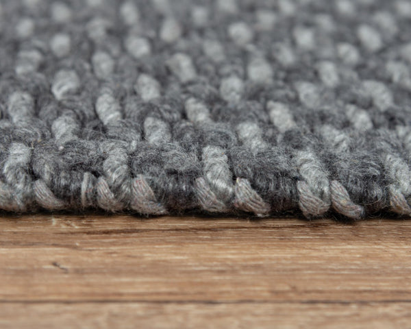 Alora Decor Sun Hand-Woven Gray Basketweave Rug With Wool-Poly Blend, Plush 0.6" Pile And Artisanal Fringe 7'6" x 9'6" 00300310200337696
