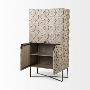 Mercana Excelsior Storage Cabinet: Art Deco Glamour with Solid Mango Wood and Chic Iron Base for Modern Homes 68476